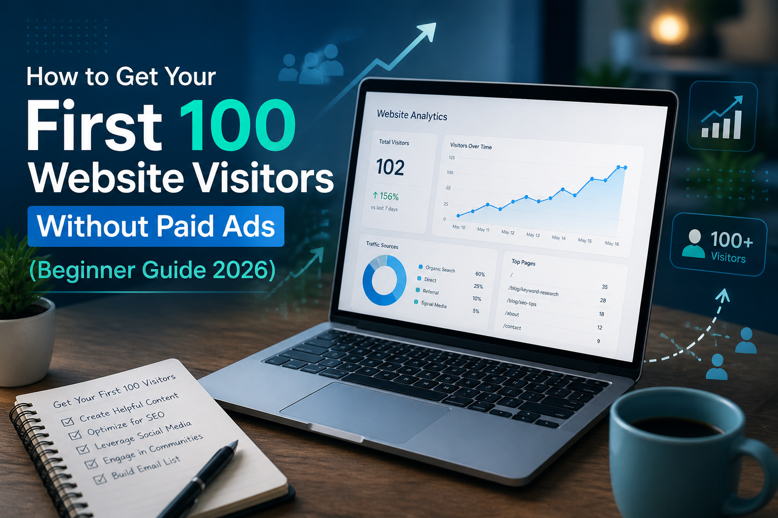 how to get website visitors strategy concept
