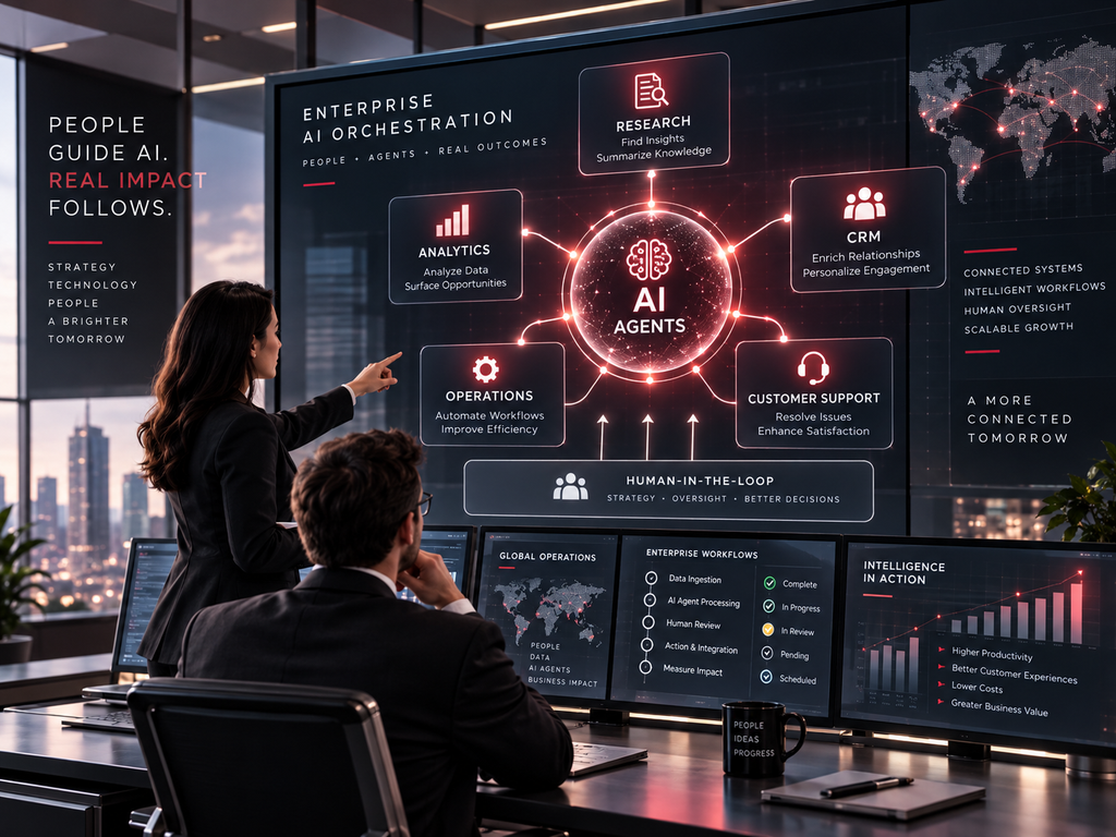 Enterprise AI agents coordinating autonomous business workflows